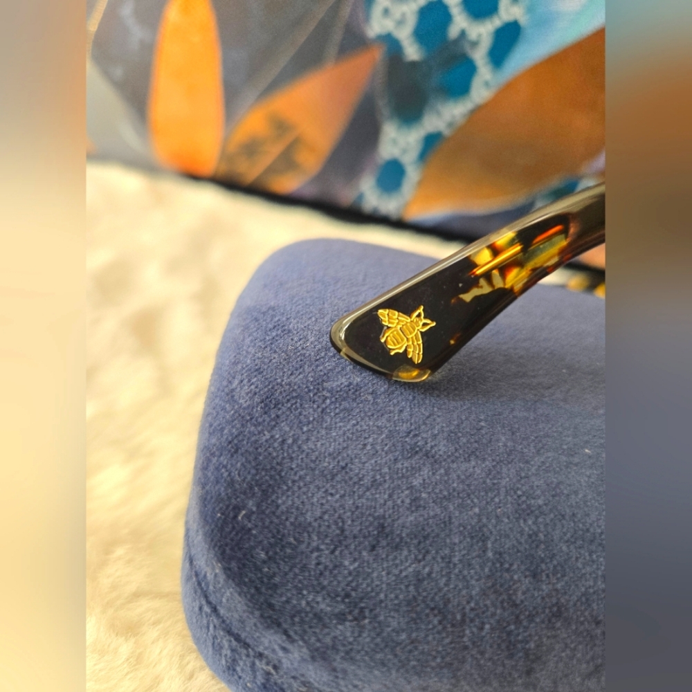 ‼️SOLD‼️New- Gucci Acetate Round Sunglasses Blue Havana Brown - Picture 9 of 16